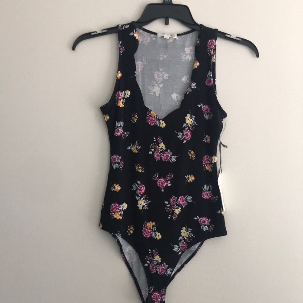 New Floral Bodysuit with Scalloped Neckline